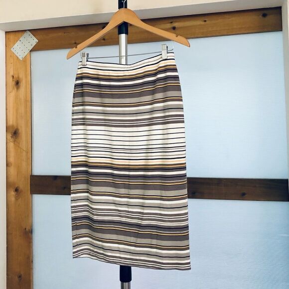 MAX STUDIO Striped Pencil Midi Skirt‎ / Sz M - Picture 2 of 6